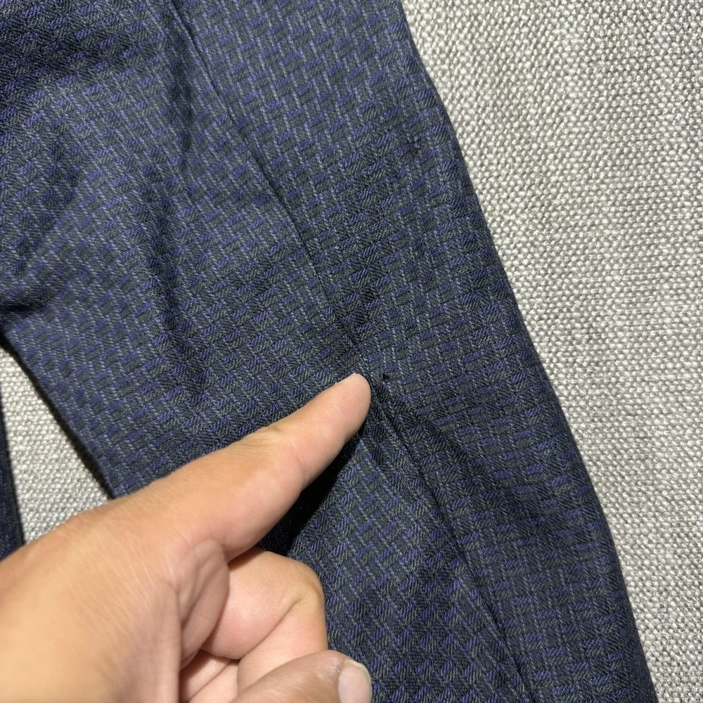 Lubiam Sport Coat Mens‎ IT 52 Blue Wool Check Tweed Blazer Jacket Made Italy